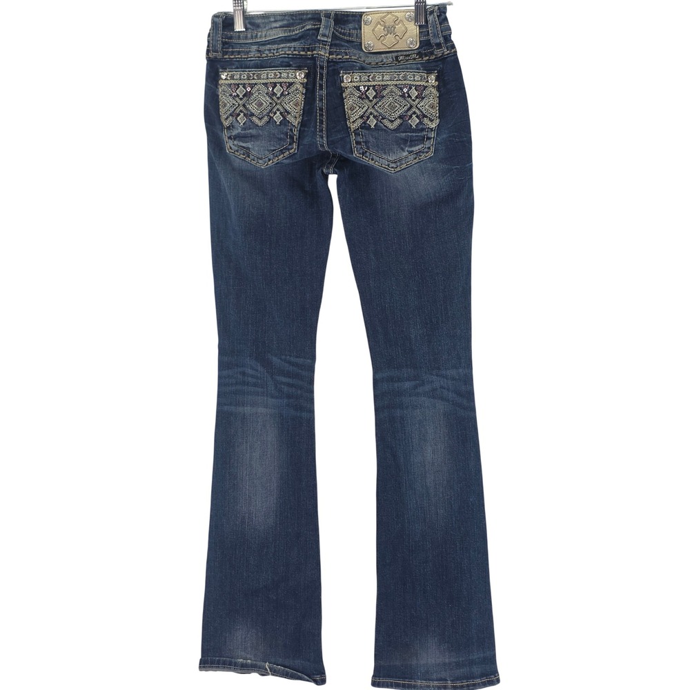 Miss Me Bootcut Jeans Womens 27 Dark Wash Embellished Embroidered MP8739B Y2K - Picture 3 of 16